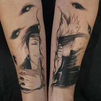Jujutsu Kaisen Anime Temporary Tattoos Satoru Cartoon Geto Waterproof Fake Tattoo Sticker Body Art Tatoo Body Stickers
