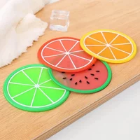 7pcs Silicone Coasters Set, Fruit Design Non-Slip Cup Pads, Creative Assorted Fruit Slice Drink Mats For Coffee & Tea