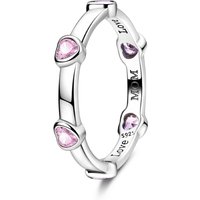Original 925 Sterling Silver Sparkling Pink Heart Ring For Women Girls Jewelry Birthday Anniversary Gifts