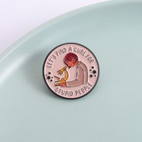 Creative Let's Find A Cure For Stupid People Badge Brooch Pins Cute Microscope Lab Enamel Lapel Pin Accessory On Backpack Clothi