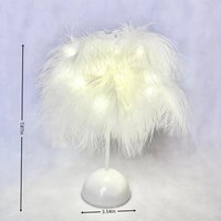 1PC desktop feather small table lamp, battery powered (excluding battery), suitable for bedroom desk headboard decoration