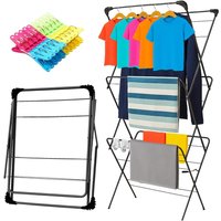 Folding Clothes Airer – Indoor Drying Rack for Clothes, Space Saving Laundry Stand for Home & Small Rooms – Strong Lightweight A
