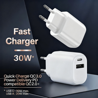 30W Dual USB Charger – USB C & A PD + QC 3.0 Fast Charging Wall Adapter with IC Chip for iPhone iPad Samsung Smartphones Tablets