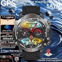 GPS Smart Watch 5ATM Waterproof Built-in Dual-band GNSS GPS Motion trajectory Military Sport Smartwatch Men 2025 New For Android