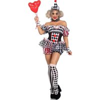 Vintage Funny Women Clown Stage Costume Full Joker Gown Set for Carnival Cocktail Halloween Unique Weird Role Play Clothing