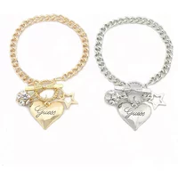 SUMENG 2024 Love Heart Charms Bracelets for Women Gold Color Silver Color Bracelet&Bangle Jewelry Europe American Style Gifts