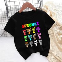 Sprunki Character Print Cartoon Kids T shirt Funny Girls Summer Tops Baby Boys Clothes Black Children Short Sleeve T-shirts