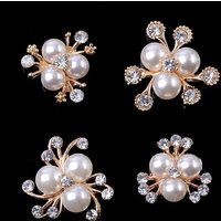 10Pcs Alloy Pearls Rhinestone Buttons Gold Creative Flower Handmade Ornaments Earring Choker Hair Crafts DIY Jewelry Accessories
