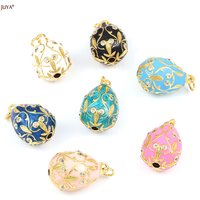 JUYA New 3D Water Drop Pendant Bohemia Type CZ Enamel Charm For DIY Women Necklaces Jewelry Making Accessories