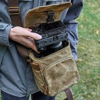 DSLR Digital Camera Bag Small Shoulder Photography Bag Handbag Waterproof Waxed Canvas Travel Crossbody Bag for Camera and Lens