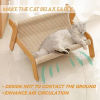 Large Sisal Cat Scratcher Lounge Bed, Off-Ground Breathable Cat Hammock, 2-in-1 Scratch & Rest Sofa, Durable Wooden Frame Cat Be