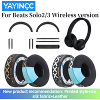 YAYINCC Printed ice silk fabric Earpads For Beats Solo 2 Solo3 wireless Headphones Ear Cups Replacement Parts Headset Foam Pad