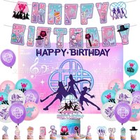 2026 New Cartoon Kpop Anime Birthday Decor Set Happy Birthday Banner Latex Foil Balloon Backdrop Kit Fan Party Decorations