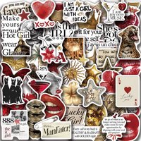 50/100PCS Cartoon Golden Red Stickers Painted Graffiti Handbooks for Phone Laptops Water Cups Notebooks Decorative Stickers