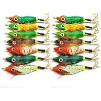 Ackibbik 14pcs Squid Jig Saltwater Fishing Lures Squids Jig Hooks Cuttlefish Sleeve Squid Jigs Wrapped Shrimp Prawn Lures Pesca