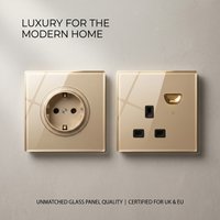 16A Gold Glass Wall Socket EU UK Standard Reset Switch 1/2/3/4 Gang Mechanical Toggle Dual USB Socket Retro Power Outlet