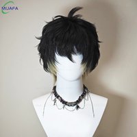 High Quality Towa Cosplay Wig Short Black Blonde Heat Resistant Synthetic Hair Anime Wigs + Wig Cap