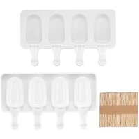 New 2 Pieces Silicone Cream 4 Cavity Does Not Apply 47KP Ice Lolly Makers,Frozen Dessert Chocolate Popsicle Tray Molds Moulds