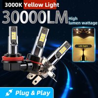 2PCS 30000LM H1 H3 H4 H7 Led Headlight Bulbs 3000K High Low Beam 3570 CSP Canbus 250W H8 H9 H11 9005 9006 880 881 5202 Fog Lamps