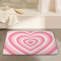 VIKAMA Pink Heart-Shaped Facecloth Carpet Cute Teenage Girl Room Decorative Soft Non-Slip Bathroom Entrance Floor Mats