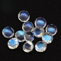 Natural Blue Moonlight Ring Round Strong Fluorescence Clean Gemstone Angle Cut Jewelry Inlaid with Stone