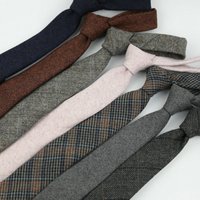 Men's Retro Woolen Tie Khaki Green Brown Blue Tweed Casual Versatile Narrow Style Suit Accessories Fashionable Necktie