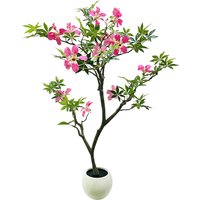 4-5FT Artificial Tree, Tall Pink Faux Blossom Plant in Pot, Large Fake Pink Flowers Potted, Silk Floss Tree for Home Porch Patio