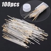 100Pcs Multi-size Tail Embroidery Fabric Cross Stitch Darning Needles Craft Tools 22/24/26# Stainless Steel DIY Sewing Needle