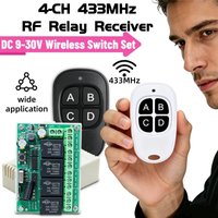433MHz Universal Wireless Remote Control DC 12V 24V 4CH RF Relay Receiver and Transmitter for Universal Garage Door