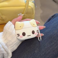 Cute 3D Cream Cat Earphone Case For Airpods Pro3 Pro2 Pro Airpods 3 4 Soft Silicone Protection Headphone Cover