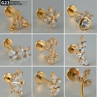Dreamlee ASTM F136 Titanium Conch Lobe Earring Lip Labret Piercing Inner Screw Rook Flat Helix Tragus Stud Body Jewelry 16g