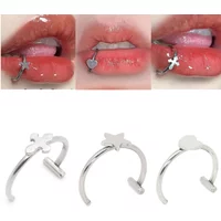 Stainless Steel Lip Ring Hinged Star Bites Piercing Nose Rings Earrings Spicy Girl Heart Vertical Labret Piercing Body Jewelry