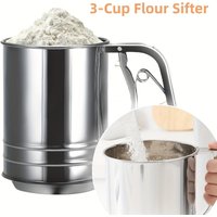 1/2pcs Stainless Steel Flour Sifter One Hand Press Crank Powdered Sugar Shaker Duster for Baking Cakes Kitchen Essential Tools