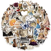 50PCS Retro Art Aesthetics Creative Graffiti Stickers DIY Manual Scrapbook Notebook Tablet Waterproof Stickers