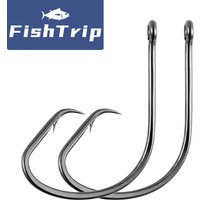 FishTrip Inline Circle Hook Fishing 25-100pcs Saltwater High Carbon Steel Octopus Hook Straight Eye for Catfish Freshwater Bass
