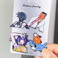 Cartoon Chainsaw Anime Enamel Brooch Character Pin Flower Monster Girl Sawtooth Shark Suit Horror Man Metal Badge Jewelry Gift