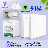 RF433Mhz Wireless Remote Control Light Switch 110V 220V 16A Mini Relay Receiver 2 Way Control Wall Panel Swtich Timer for Lamp