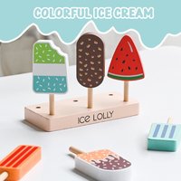 6-Piece Wooden Simulation Ice Cream Toy Set, Fun Pretend Play Kitchen Toys, Christmas & Thanksgiving Gift for Kids Aged 3+