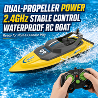 2.4G High-Speed Waterproof RC Boat, Dual Motor Remote Control Electric Boat, Outdoor Pool Lake Racing Water Toy