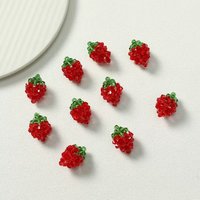 Wholesale 30pcs/lot color print cartoon strawberry shape glass beads handmade bead diy jewelry garment hair accessory