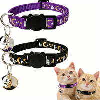 Fashion Luminous Pet Collar With Bell Adjustable Size Safety Night Walking Collar For Small Medium Cats Nylon Material
