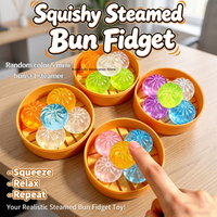 【TG】5Pcs Mini Dumplings With Steamer Bun Squeezable Toys Set Soft Stress Relief Crystal Fidget Sensory Toy Party Favors Gift