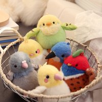 11cm Lovely Mini Bird Plush Toys Cute Simulated Kiwi Parrot Tit Bird Doll Cute Lifelike Bird Sparrow Bag Pendant Xmas Gifts Girl