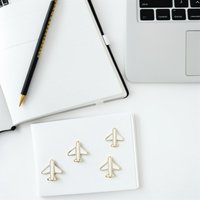 100Pcs Gold Mini Airplane Paper Clips Decorative Metal Clips for Planner Document Organizer School Office Supplies Goodie Bags