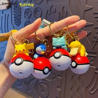 Genuine Pokemon Pikachu Keychain Psyduck Piplup Bulbasaur Anime Action Figures Toy Keyring Fragrance Pendant Christmas Gifts