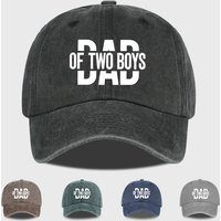 Retro Double Boy Dad Print Washed Baseball Cap - Adjustable Sun Hat - Men's Everyday Wear & Father's Day Gift