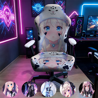Anime Girl Gaming Chair Cover, Cute Cat Hat Print Stretch Elastic Anti-Scratch Slipcover for Gamer & Office Chair