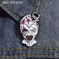 Horror Character Brooch Anime Clown Enamel Pin Custom Anime Skeleton Badge Lapel Pin Halloween Accessories Jewelry Gift
