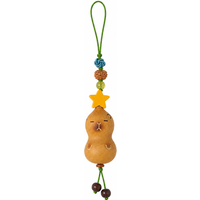 Hand Painted Natural Wood Capybara Car Rearview Mirror Hanging Ornament Star Charm Cute Room Decoration Home Decor Items Gift