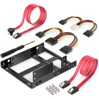 2.5-inch to 3.5-inch Dual-Bay External HDD/SSD Bracket Metal Adapter Kit, No SATA Cable Or with SATA Cable Set